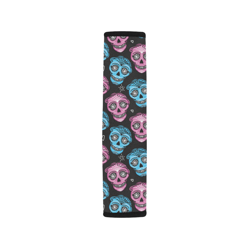 Day of the Dead Skull Print Pattern Car Seat Belt Cover