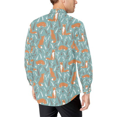 Fox Forest Print Pattern Men's Long Sleeve Shirt