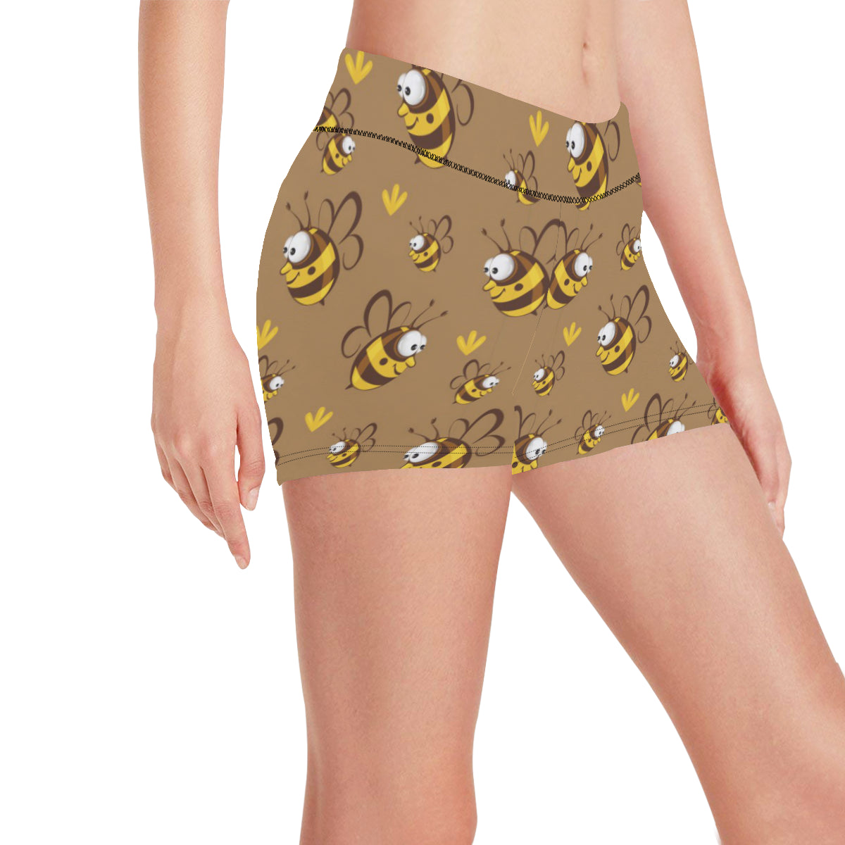 Bee Pattern Print Design BEE09 Yoga Shorts