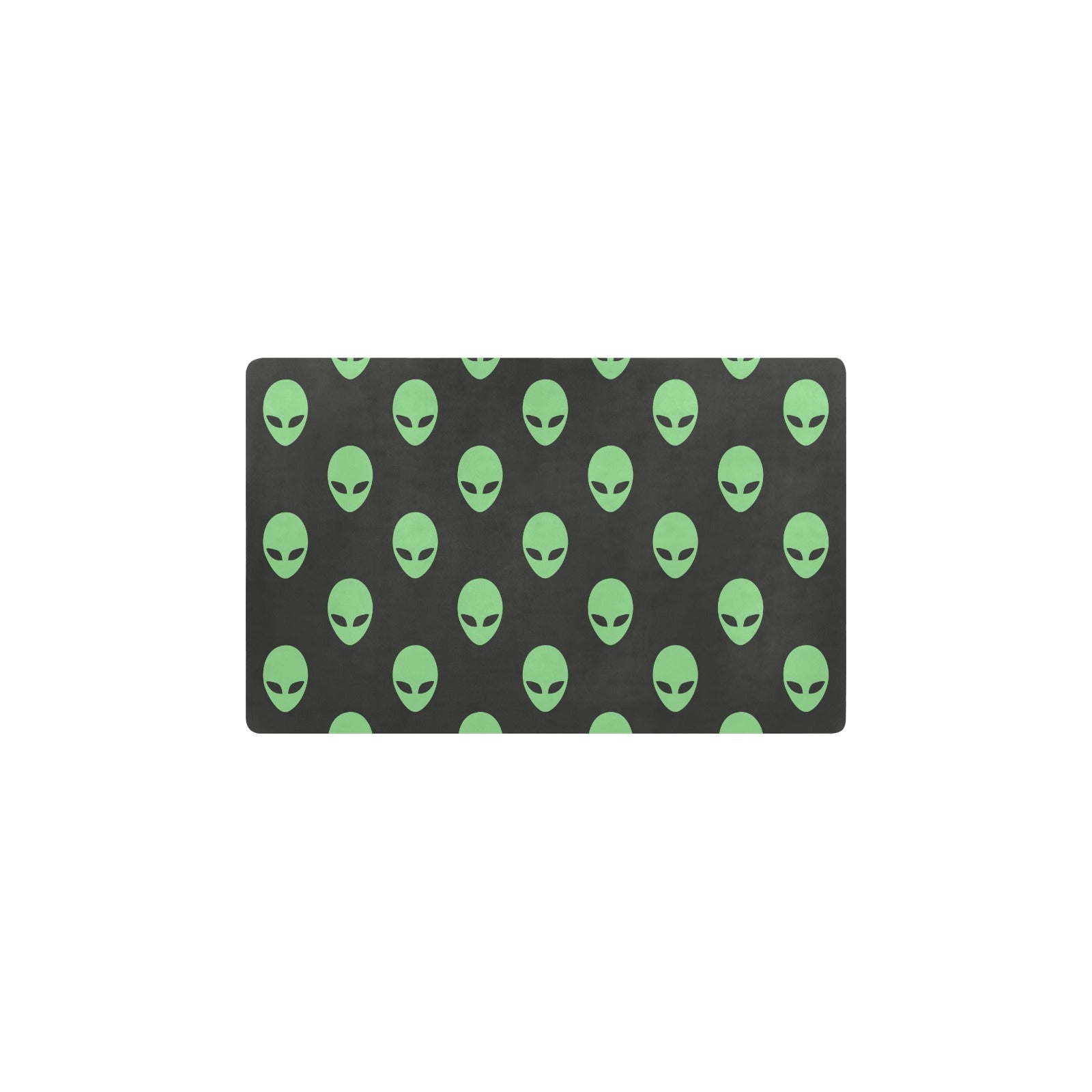 Alien Green Neon Pattern Print Design 01 Kitchen Mat