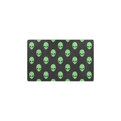 Alien Green Neon Pattern Print Design 01 Kitchen Mat