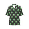 Alien Green Neon Pattern Print Design 01 Women's Hawaiian Shirt