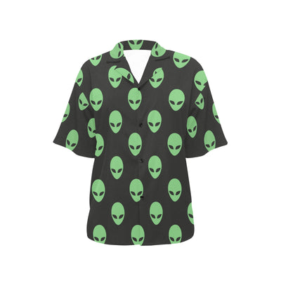 Alien Green Neon Pattern Print Design 01 Women's Hawaiian Shirt