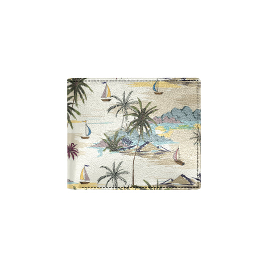 Palm Tree Beach Print Men's ID Card Wallet