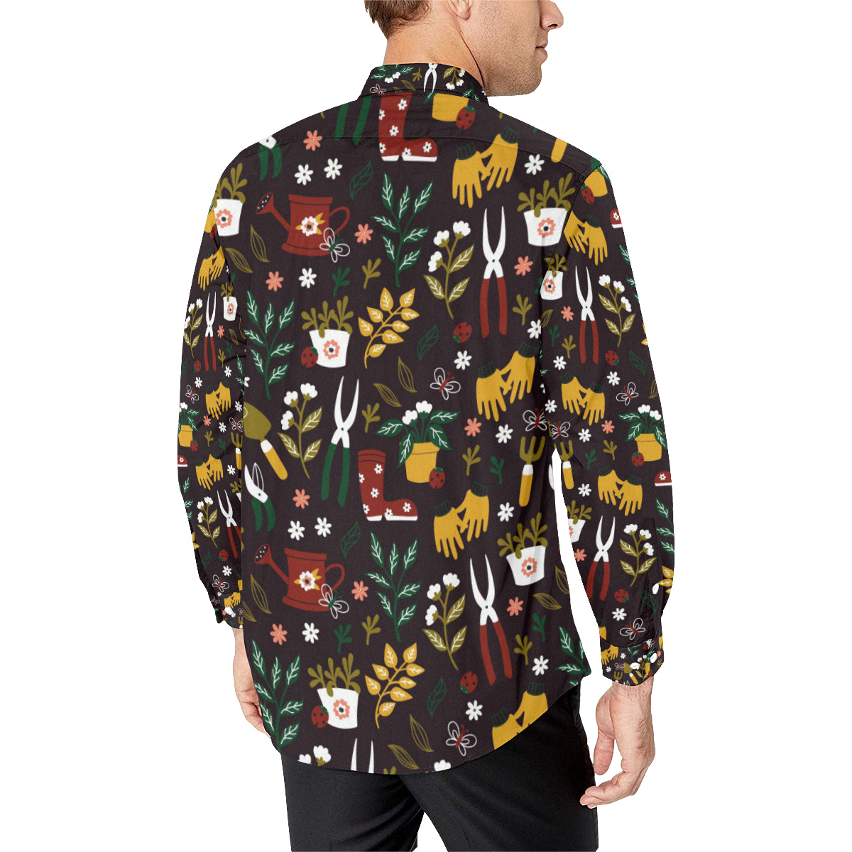 Gardening Pattern Print Design G05 Men's Long Sleeve Shirt