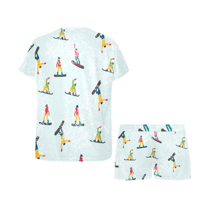 Snowboard Print Design LKS304 Women's Short Pajama Set