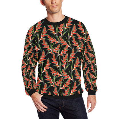 Heliconia Pattern Print Design HL010 Men Long Sleeve Sweatshirt