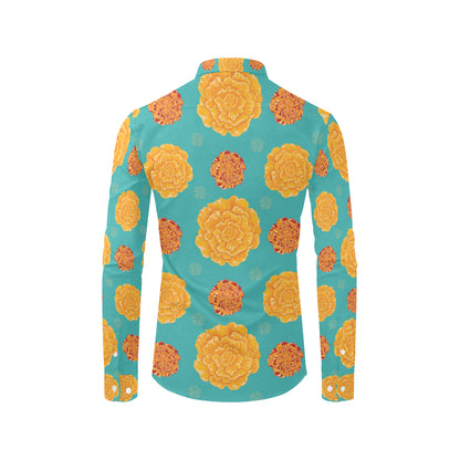 Marigold Pattern Print Design 02 Men's Long Sleeve Shirt
