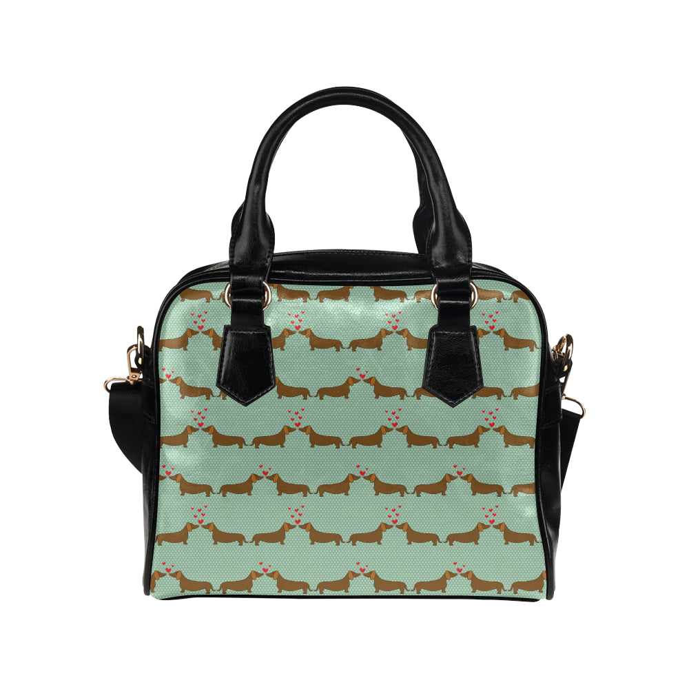 Dachshund Pattern Print Design 02 Shoulder Handbag