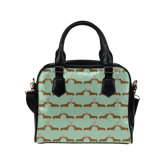 Dachshund Pattern Print Design 02 Shoulder Handbag