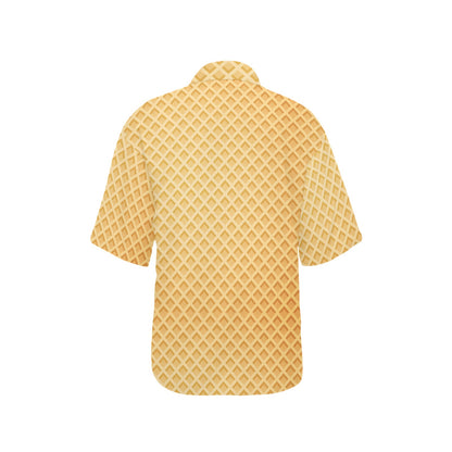 Waffle Texture Print Design LKS302 Women's Hawaiian Shirt