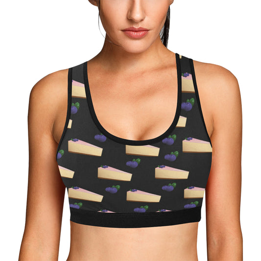 Cheesecake blueberry Pattern Print Design CK01 Sports Bra