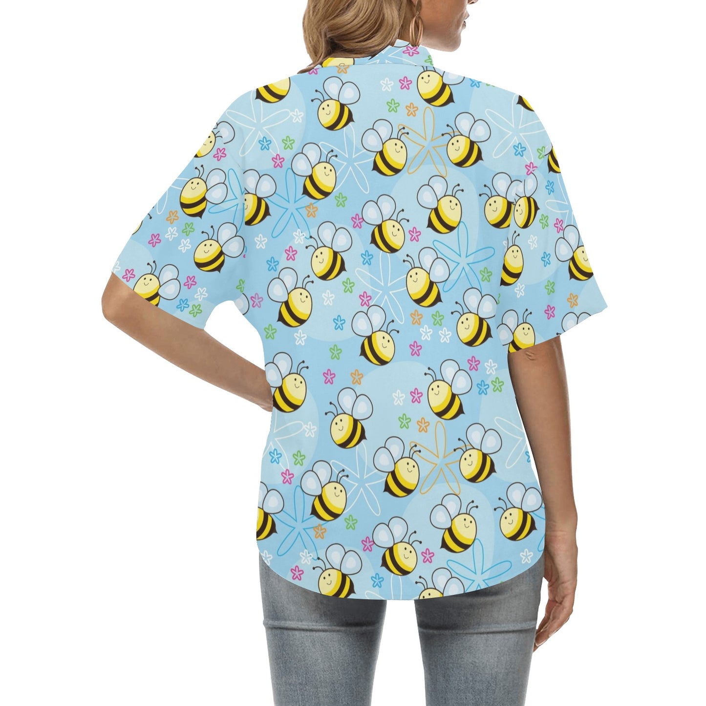 Bee Pattern Print Design BEE03 Women's Hawaiian Shirt
