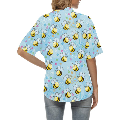 Bee Pattern Print Design BEE03 Women's Hawaiian Shirt