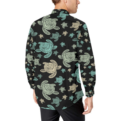 Sea Turtle Stamp Pattern Men's Long Sleeve Shirt