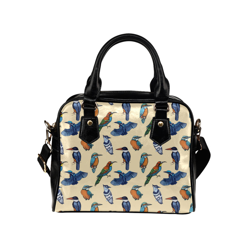 Kingfisher Bird Pattern Print Design 04 Shoulder Handbag