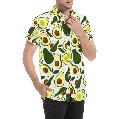 Avocado Pattern Print Design AC06 Men's Short Sleeve Button Up Shirt