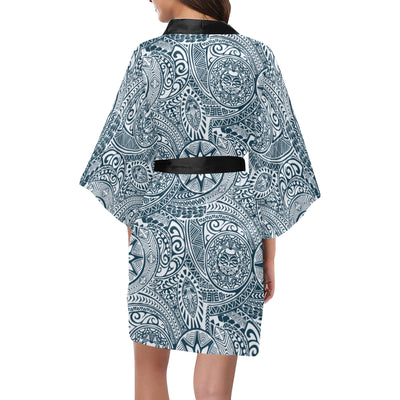 Polynesian Pattern Print Design A03 Women's Short Kimono