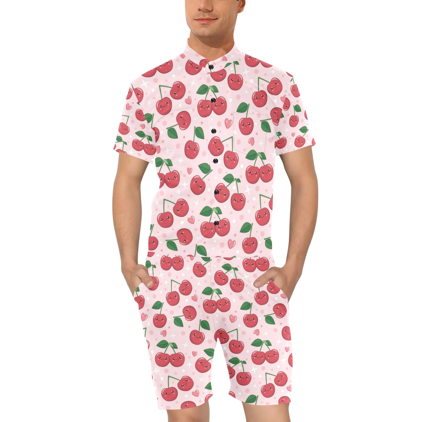 Cherry Pattern Print Design CH02 Men's Romper