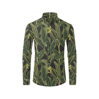 Banana Leaf Pattern Print Design BL04 Men's Long Sleeve Shirt