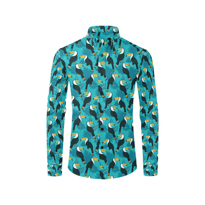 Toucan Parrot Pattern Print Men's Long Sleeve Shirt