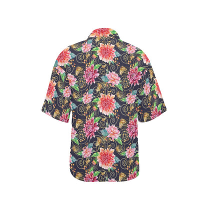 Dahlia Pattern Print Design DH02 Women's Hawaiian Shirt