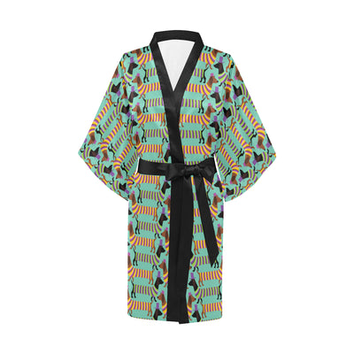 Dachshund Pattern Print Design 05 Women's Short Kimono