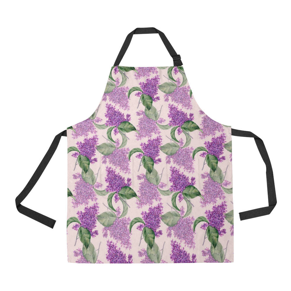 Lilac Pattern Print Design LI02 Apron with Pocket