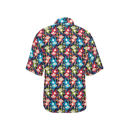 Monkey Colorful Design Themed Print Women's Hawaiian Shirt