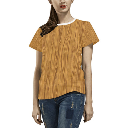 Wood Texture Print Design LKS301 Women's  T-shirt