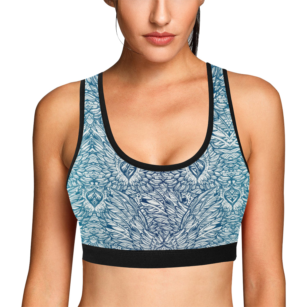 Angel Wings Boho Design Themed Print Sports Bra