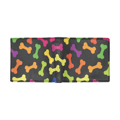 Dog Bone Neon Color Pattern Print Design 02 Men's ID Card Wallet