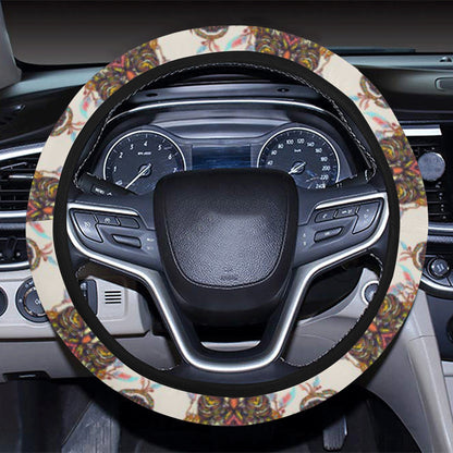 Wolf Tribal Dream Catcher Design Print Steering Wheel Cover with Elastic Edge