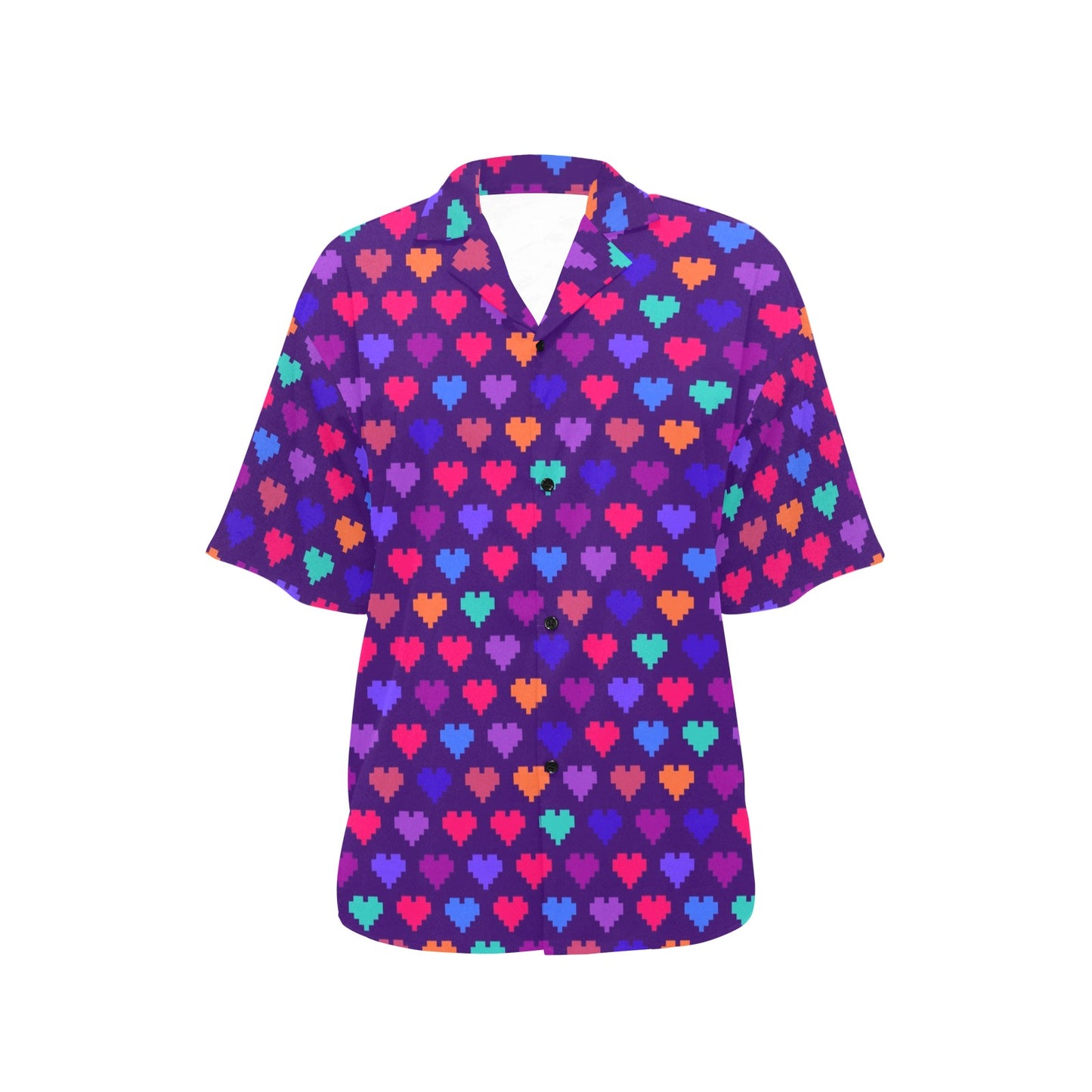 Heart Pixel Pattern Print Design HE03 Women's Hawaiian Shirt