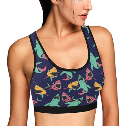 Shark Bite Pattern Sports Bra
