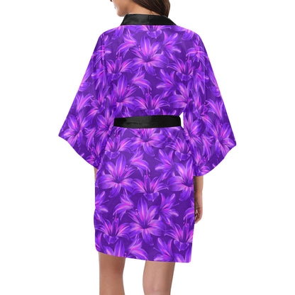 Amaryllis Pattern Print Design AL03 Women's Short Kimono