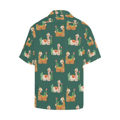 Llama Cactus Pattern Print Design 07 Men's Hawaiian Shirt