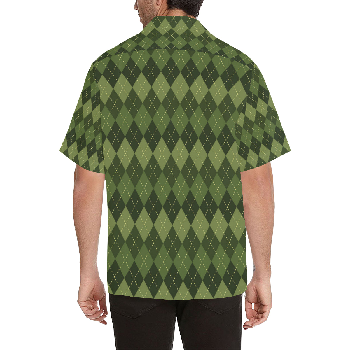 Argyle Green Pattern Print Design 01 Men's Hawaiian Shirt
