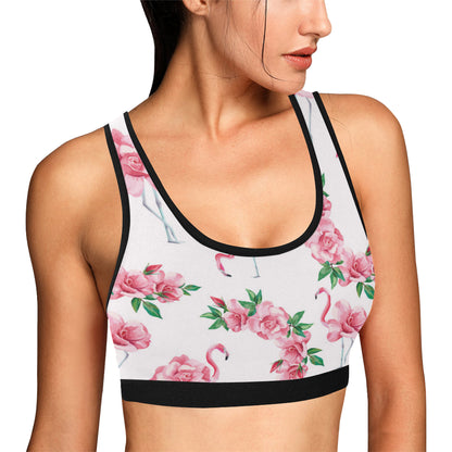 Flamingo Rose Pattern Sports Bra