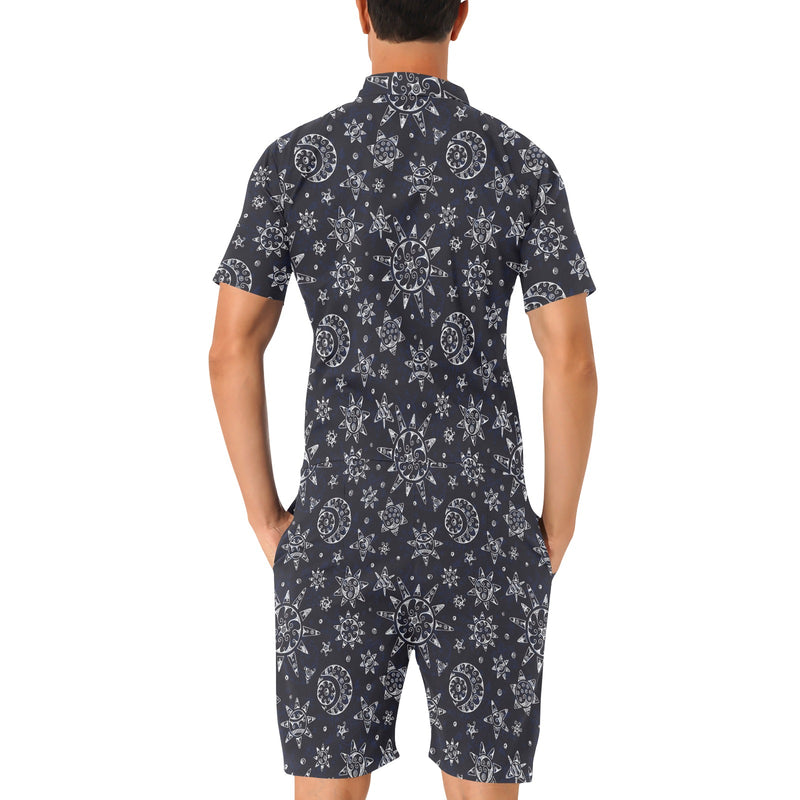 Sun Moon Pattern Men's Romper