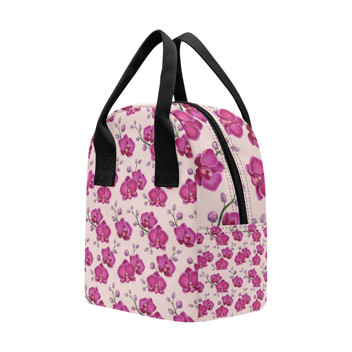 Orchid Purple Pattern Print Design OR04 Insulated Lunch Bag