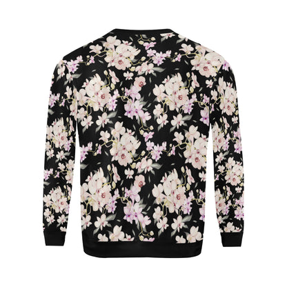 Orchid White Pattern Print Design OR03 Men Long Sleeve Sweatshirt