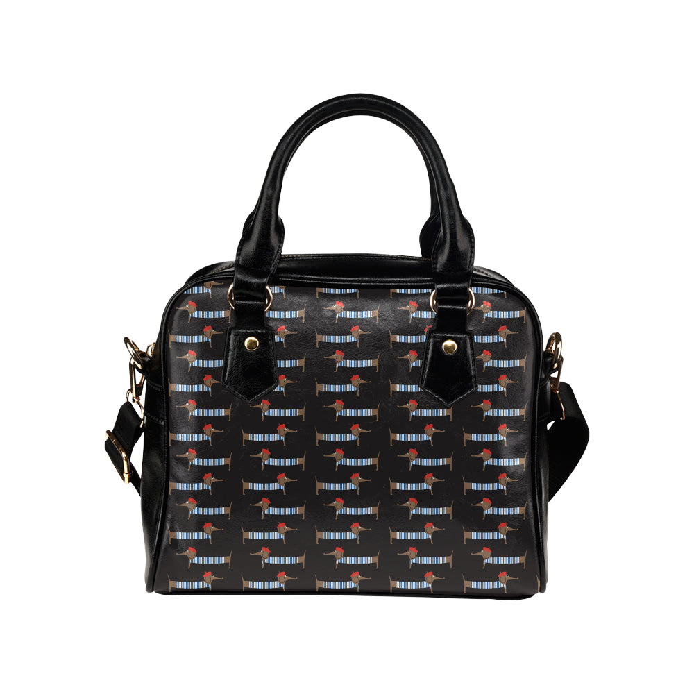 Dachshund Pattern Print Design 04 Shoulder Handbag