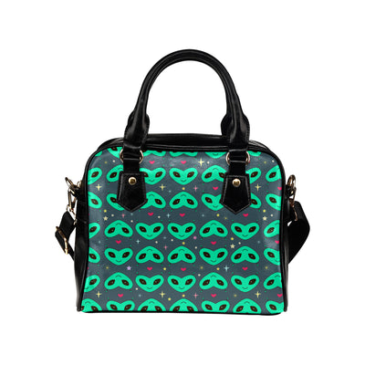 Alien Head Heart Pattern Print Design 03 Shoulder Handbag