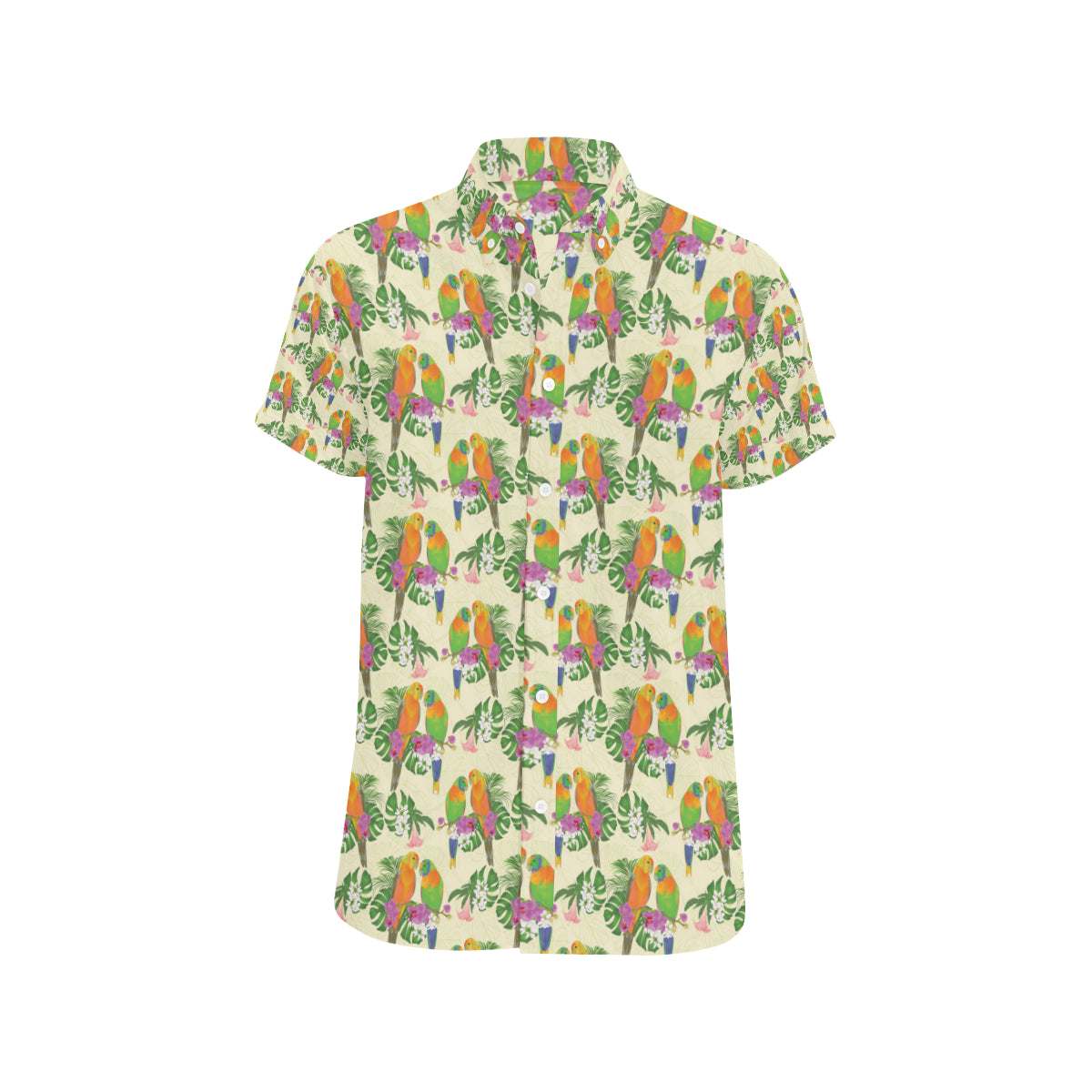 Conures Pattern Print Design 02 Men's Short Sleeve Button Up Shirt