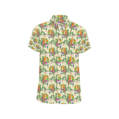 Conures Pattern Print Design 02 Men's Short Sleeve Button Up Shirt