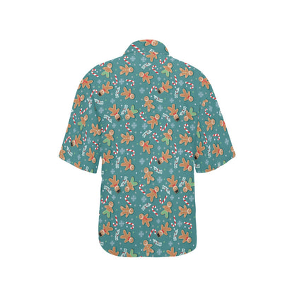 Gingerbread Pattern Print Design 05 Women's Hawaiian Shirt