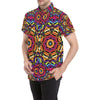 Kaleidoscope Pattern Print Design 01 Men's Short Sleeve Button Up Shirt