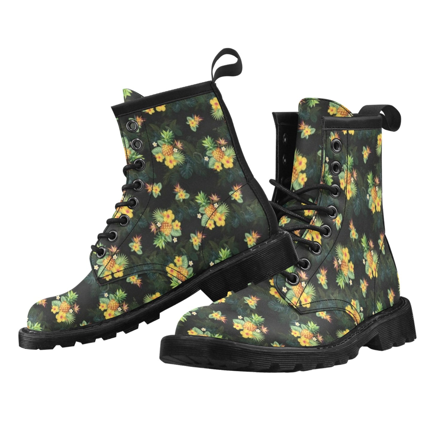 Pineapple Tropical Flower Print Pattern Women's Boots