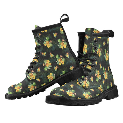 Pineapple Tropical Flower Print Pattern Women's Boots